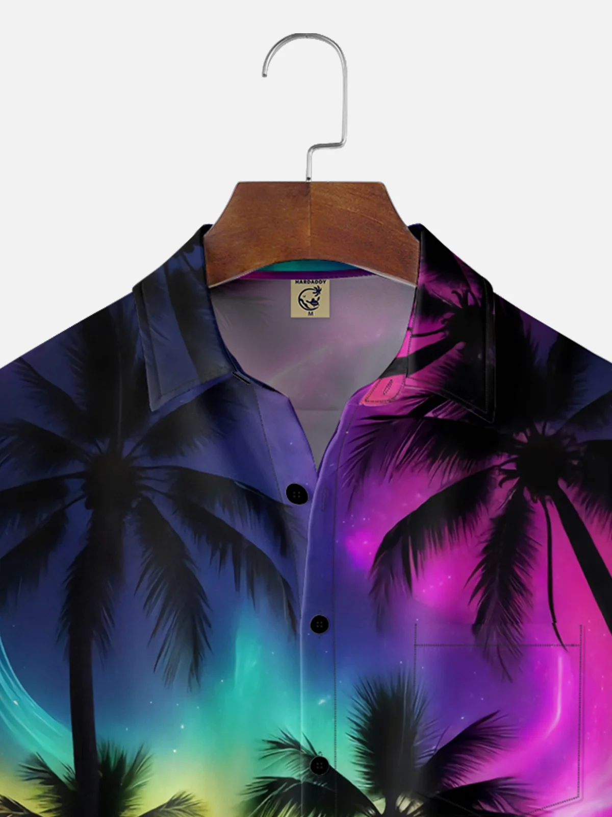 Moisture-wicking Palm Tree Chest Pocket Hawaiian Shirt