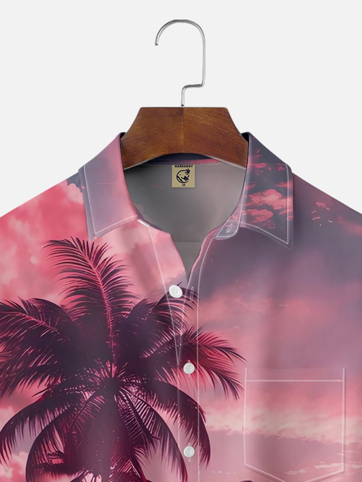 Moisture-wicking Palm Tree Chest Pocket Hawaiian Shirt