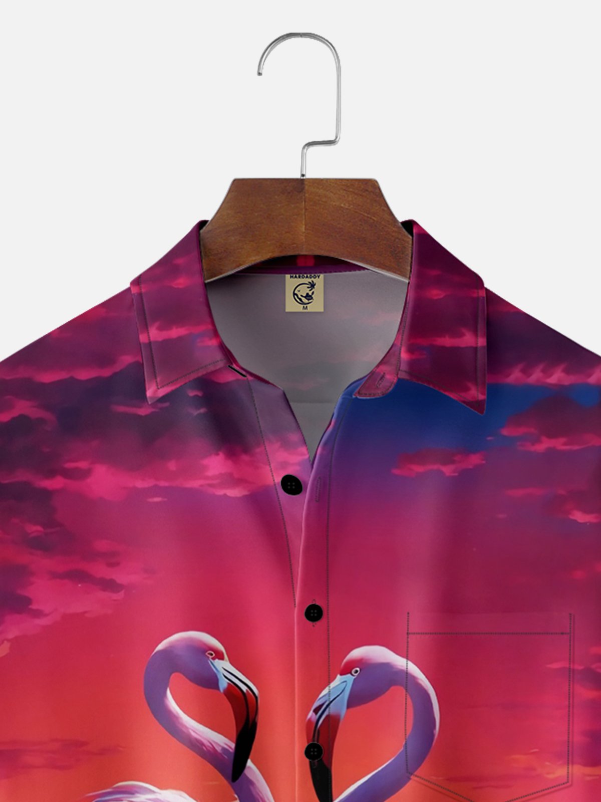 Moisture-wicking Flamingo Chest Pocket Hawaiian Shirt