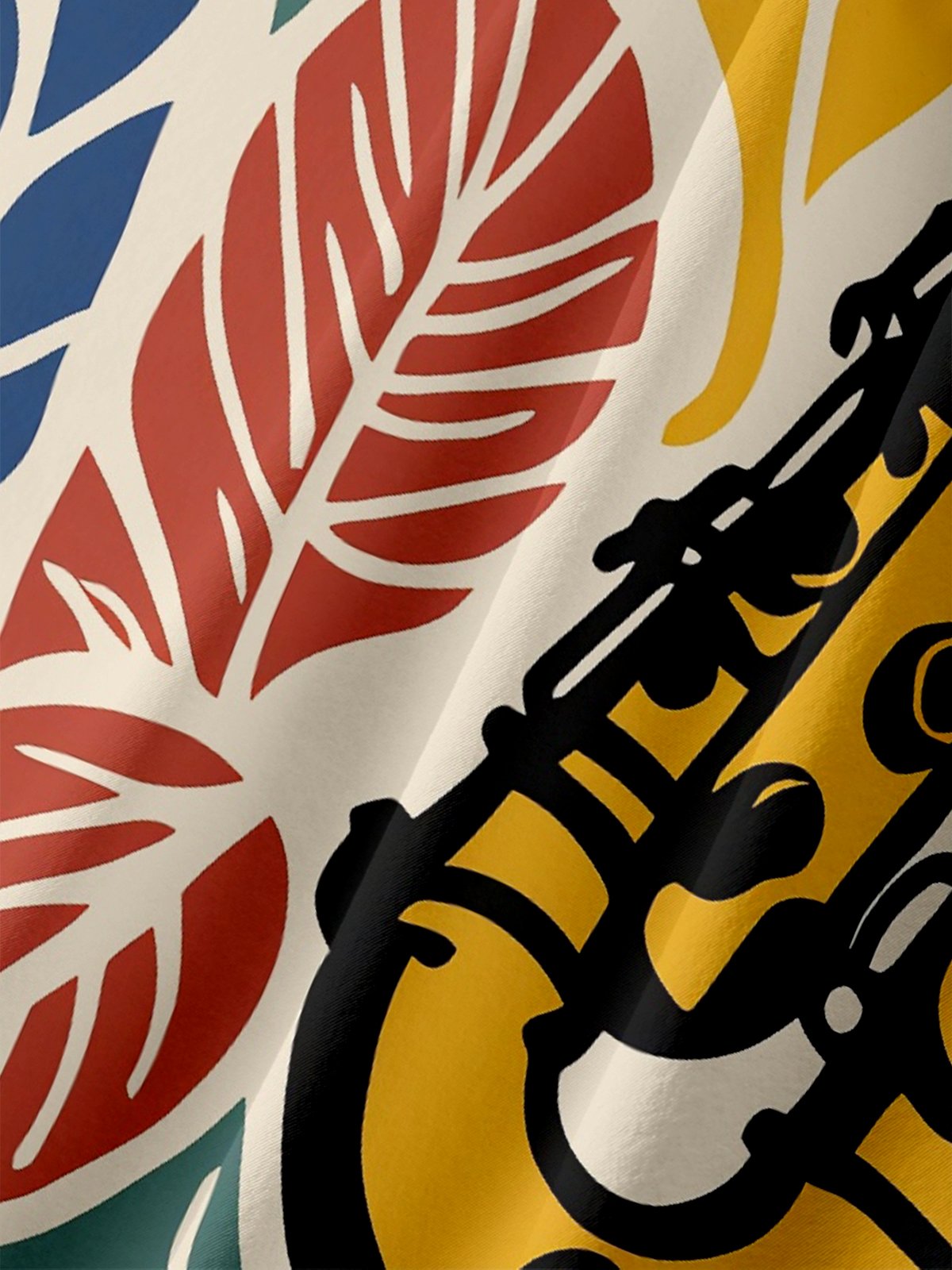 Moisture-wicking Music Saxophone Chest Pocket Hawaiian Shirt