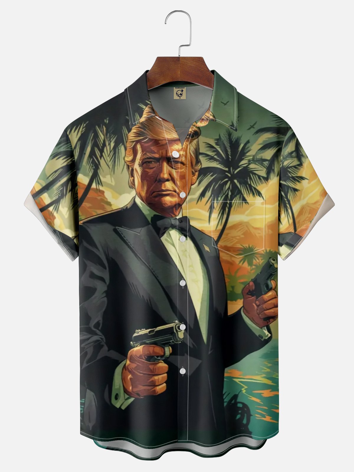 Moisture Wicking Hawaii Trump Agent Chest Pocket Casual Shirt