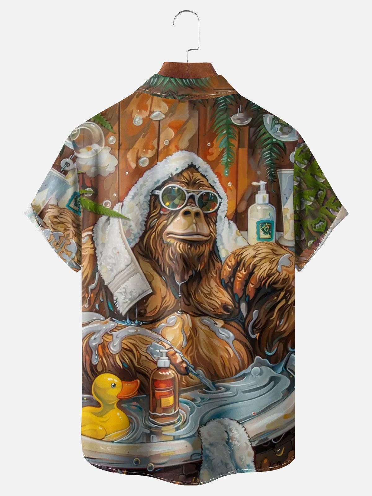 Moisture Wicking Hawaiian Bigfoot Chest Pocket Casual Shirt