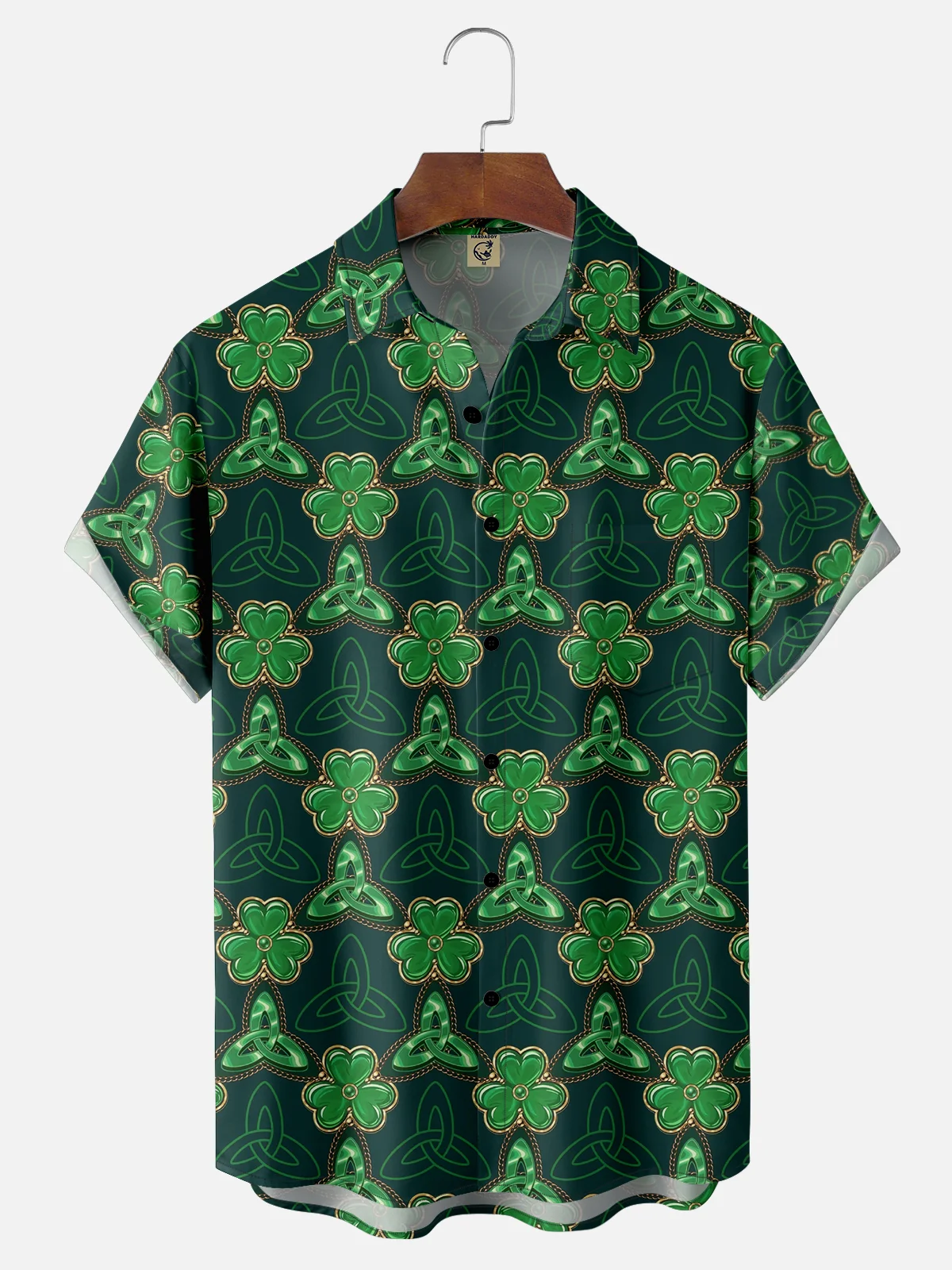 Moisture Wicking St. Patrick's Day Shamrock Chest Pocket Casual Shirt