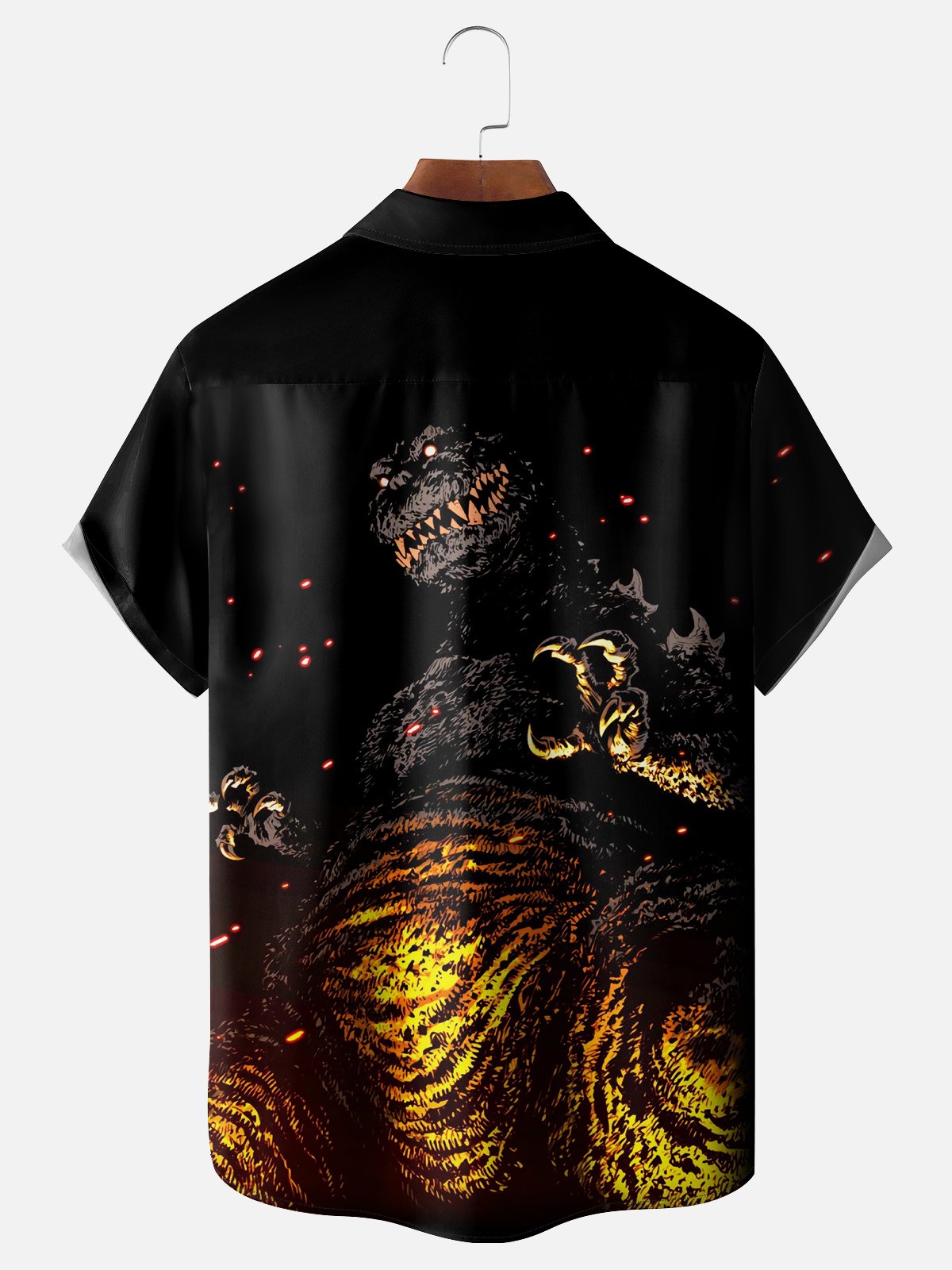 Moisture-wicking Cartoon Poster Monster Chest Pocket Casual Shirt