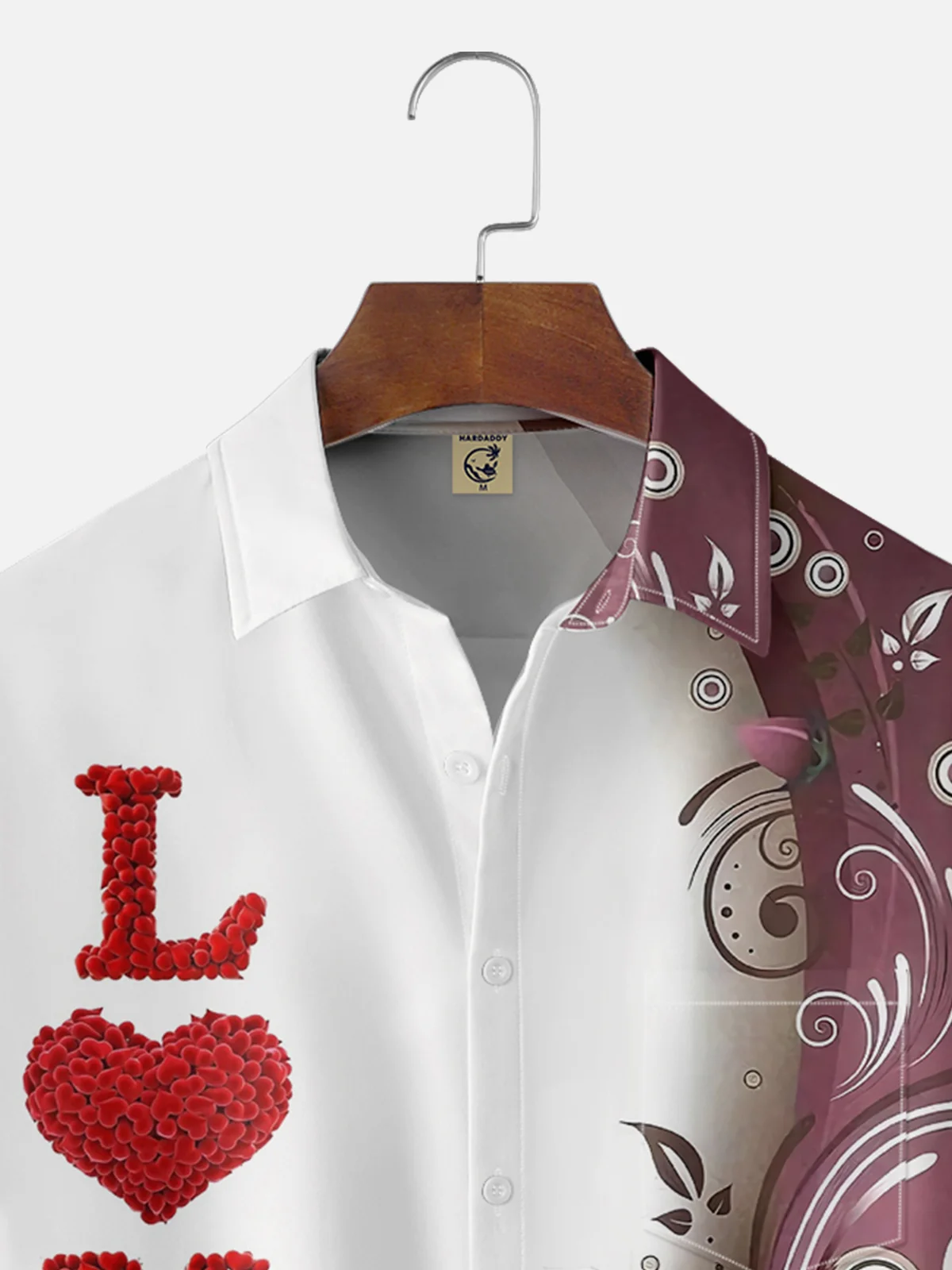 Moisture-wicking Valentine's Day Art Font Love Chest Pocket Hawaiian Shirt