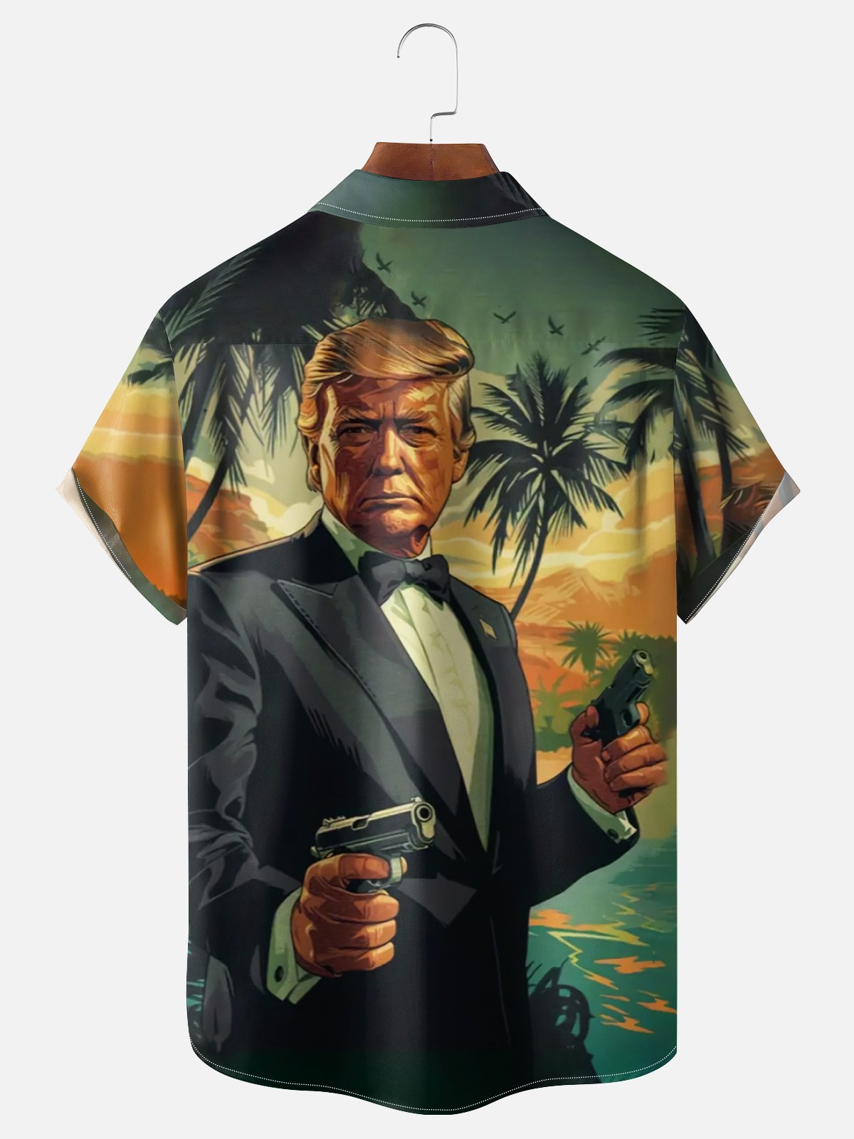 Moisture Wicking Hawaii Trump Agent Chest Pocket Casual Shirt