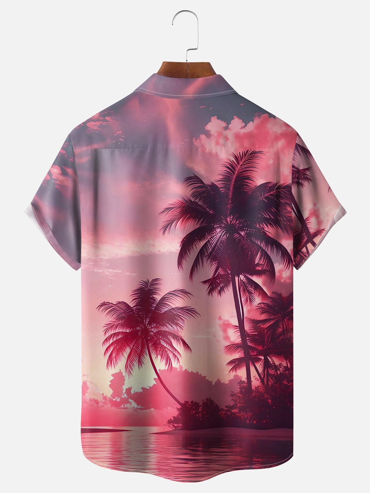 Moisture-wicking Palm Tree Chest Pocket Hawaiian Shirt