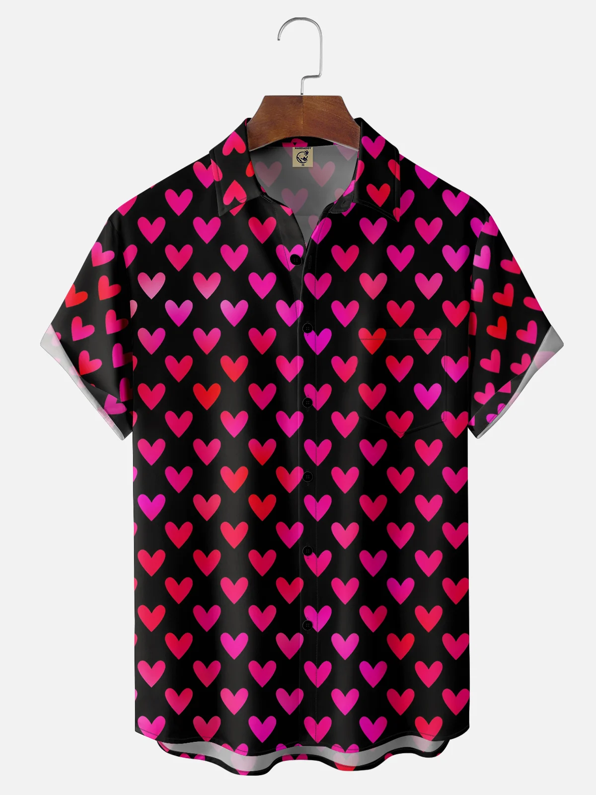 Moisture-wicking Valentine's Day Heart Chest Pocket Casual Shirt