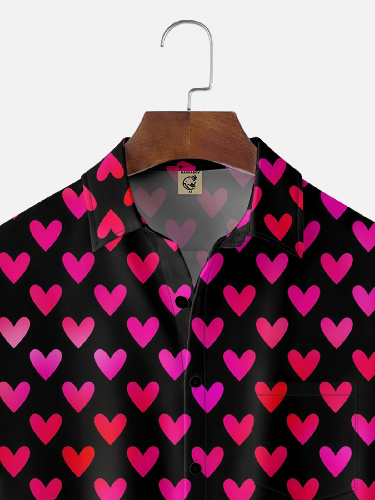 Moisture-wicking Valentine's Day Heart Chest Pocket Casual Shirt