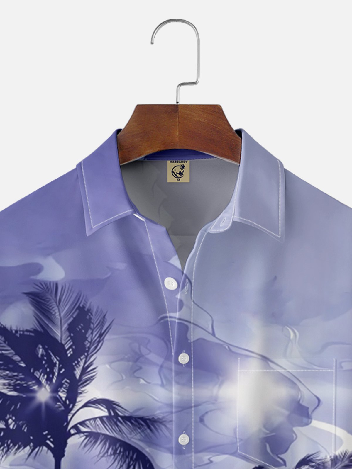 Moisture Wicking Gradient Coconut Tree Chest Pocket Casual Hawaiian Shirt