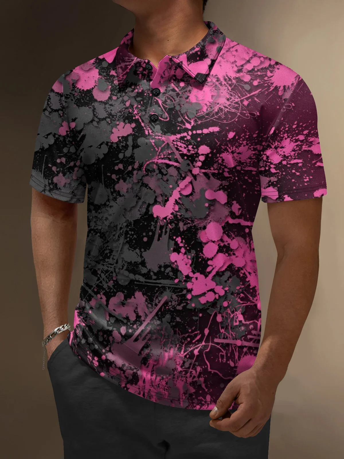 Moisture Wicking Golf Polo 3D Gradient Color Abstract Geometric