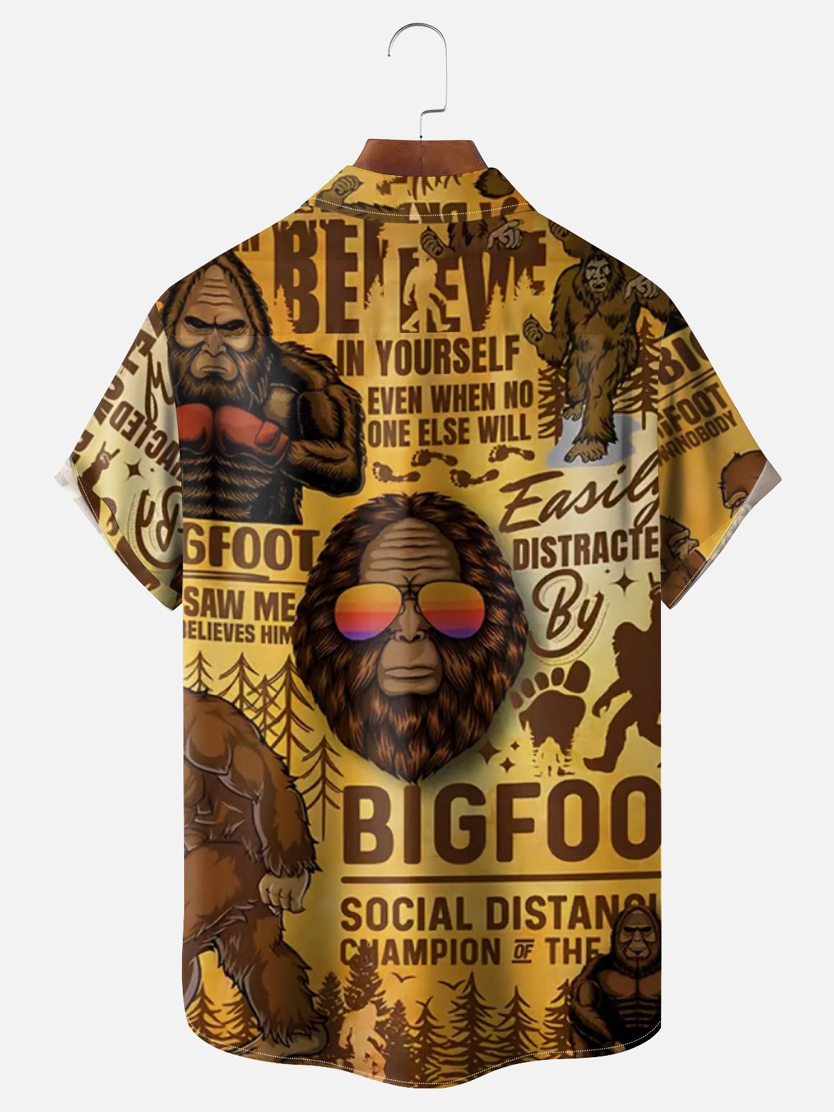 Moisture Wicking Hawaiian Bigfoot Chest Pocket Casual Shirt