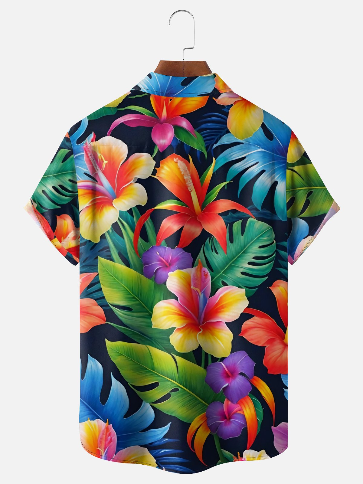 Moisture-wicking Floral Chest Pocket Hawaiian Shirt