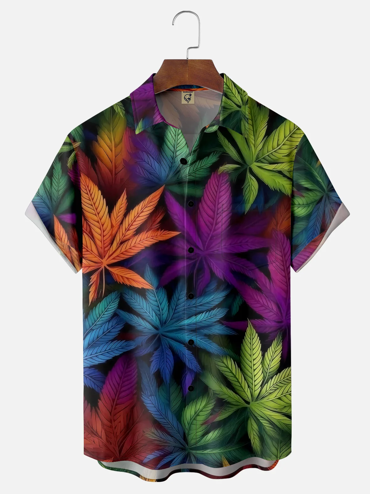 Moisture-wicking Weed Leaf Chest Pocket Hawaiian Shirt