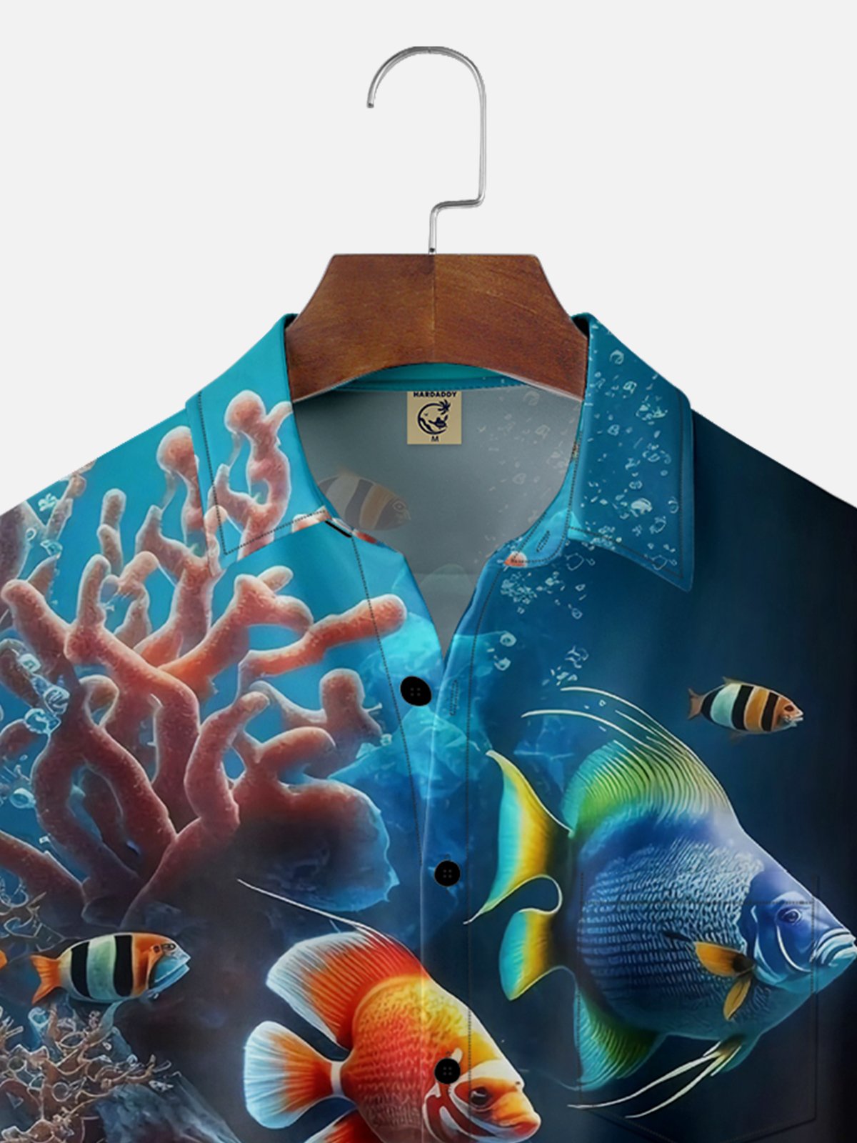 Moisture-wicking Sea Fish Chest Pocket Hawaiian Shirt