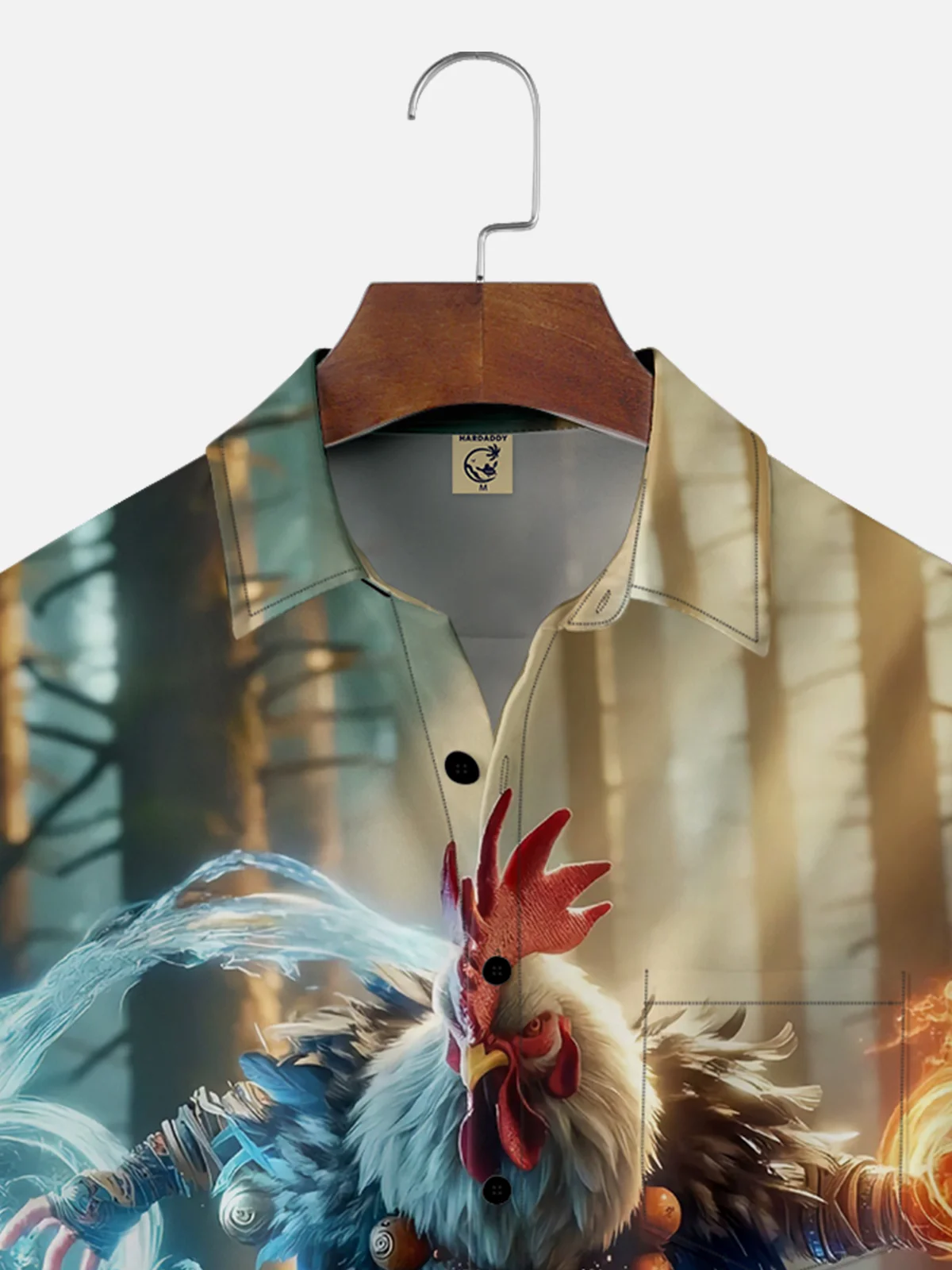 Moisture-wicking Soldier Kungfu Rooster Chest Pocket Hawaiian Shirt