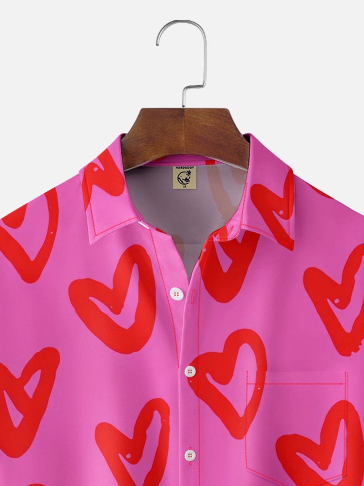 Moisture-wicking Valentine’s Day Heart Chest Pocket Casual Shirt