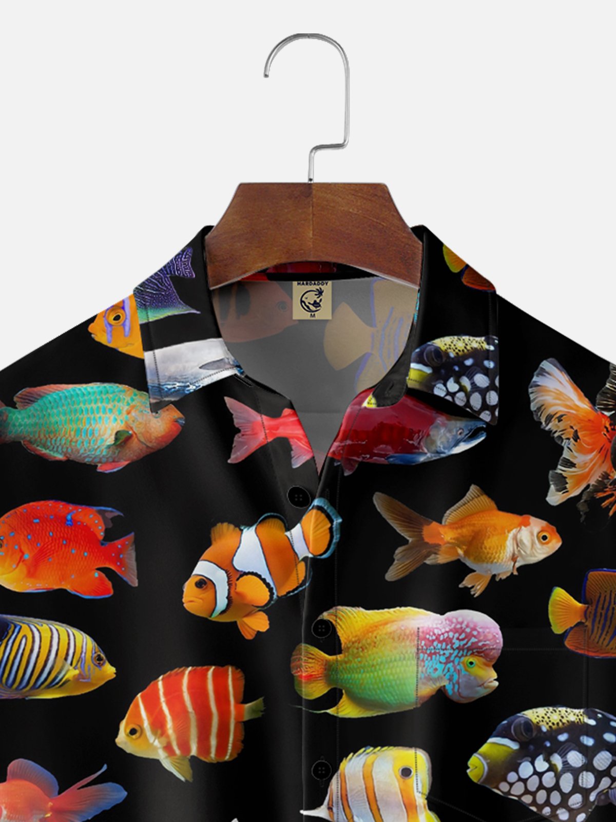 Moisture-wicking Sea Fish Chest Pocket Hawaiian Shirt