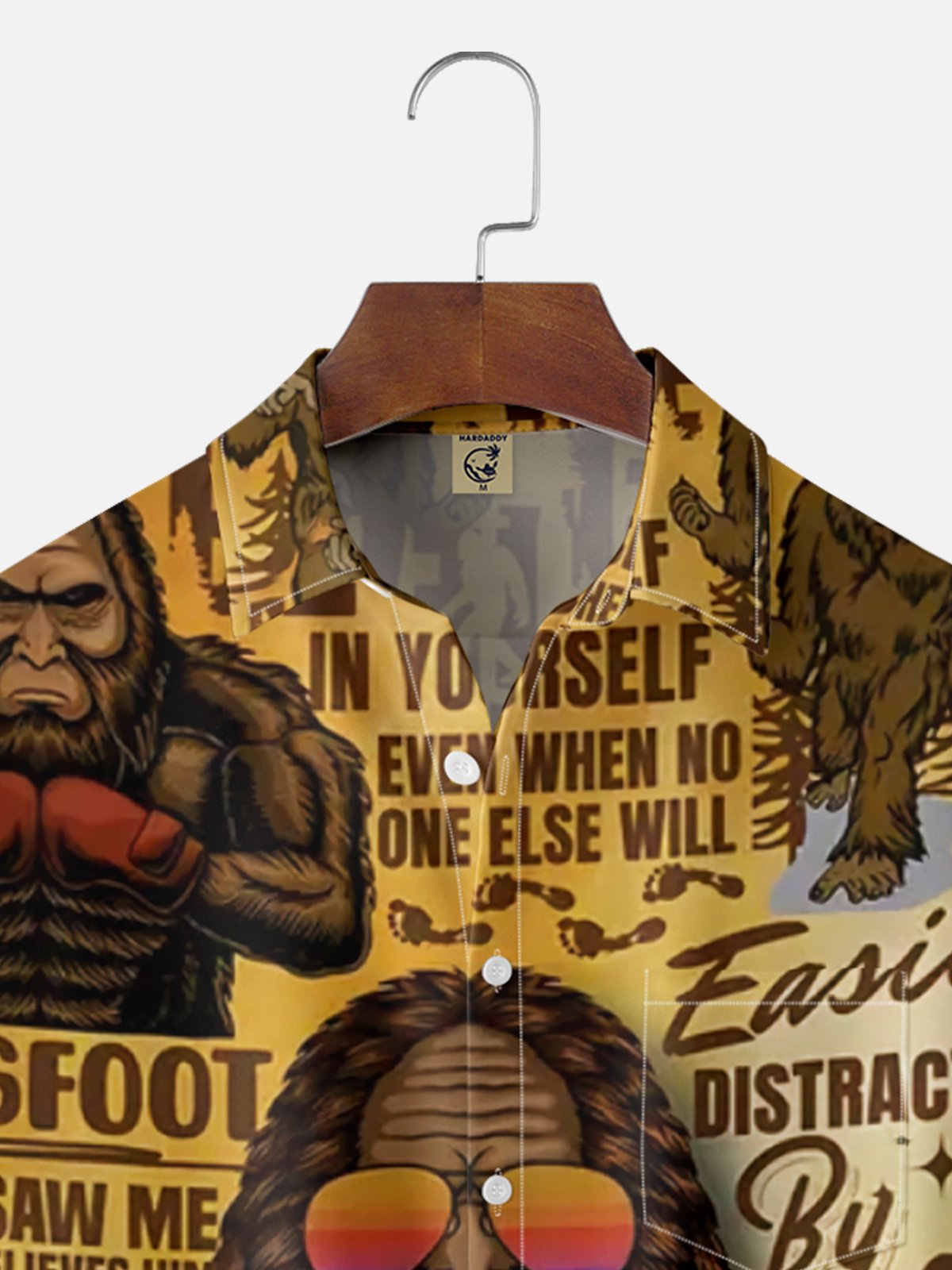 Moisture Wicking Hawaiian Bigfoot Chest Pocket Casual Shirt