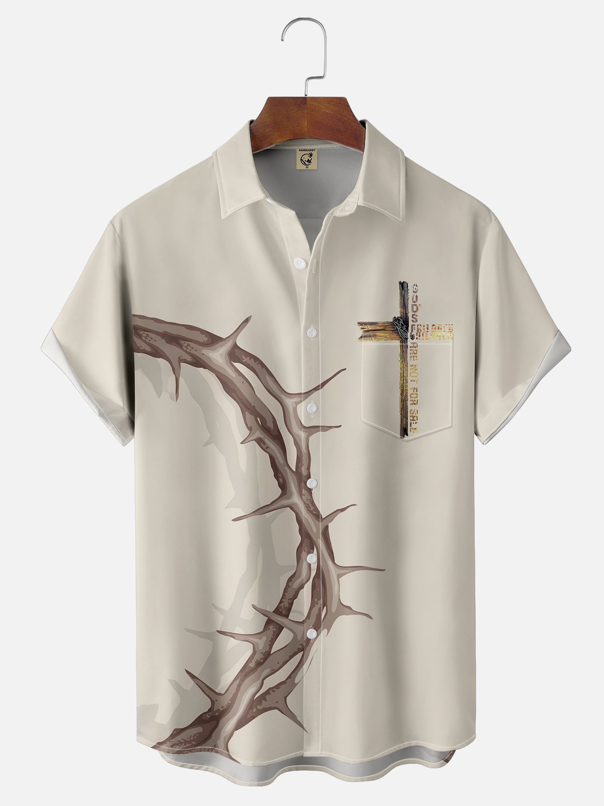 Moisture-wicking Religion Christ "God's Children Are Not For Sale" Chest Pocket Casual Shirt