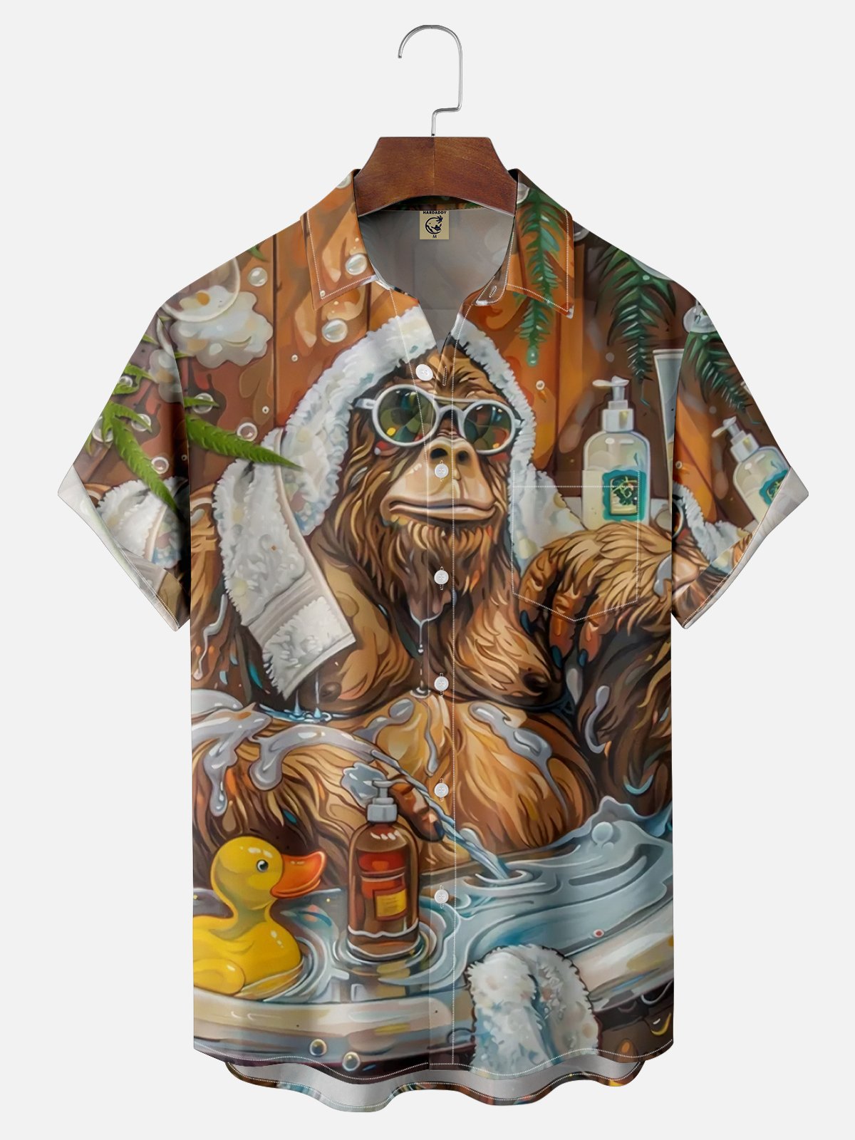 Moisture Wicking Hawaiian Bigfoot Chest Pocket Casual Shirt