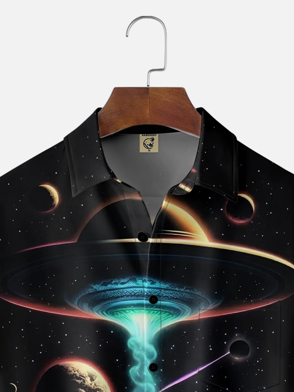 Moisture-wicking UFO Plane Alien Spaceship Chest Pocket Casual Shirt