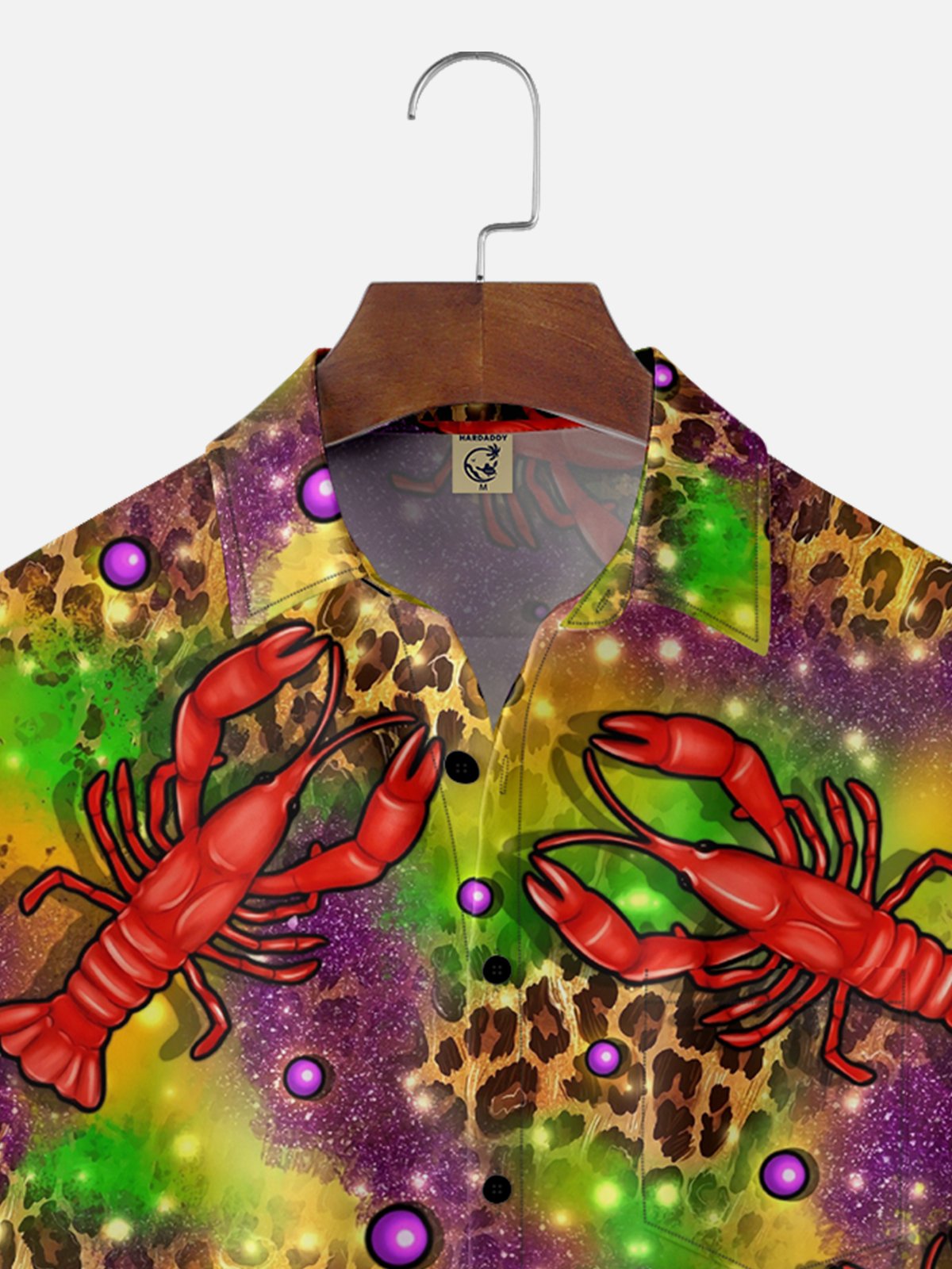 Moisture-wicking Mardi Gras Lobster Leopard Chest Pocket Casual Shirt