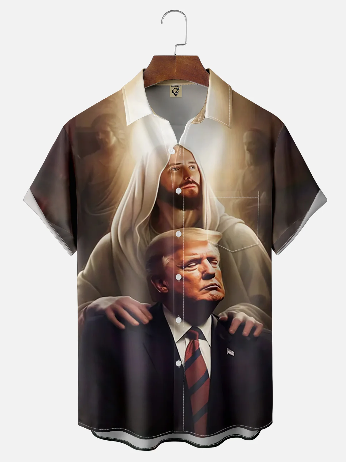 Moisture Wicking God Bless Trump Chest Pocket Casual Shirt