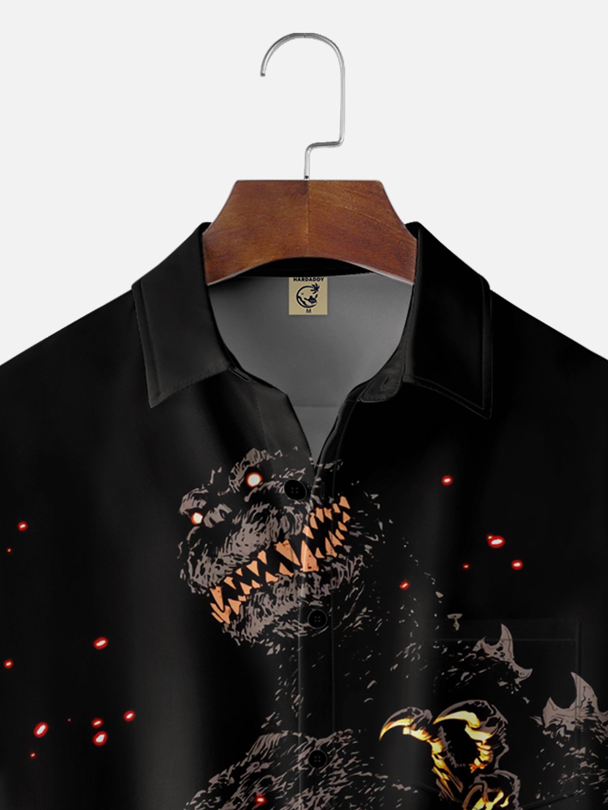 Moisture-wicking Cartoon Poster Monster Chest Pocket Casual Shirt