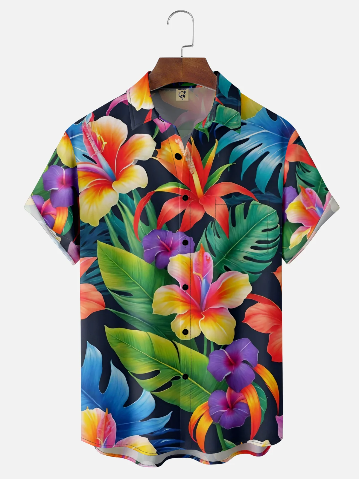 Moisture-wicking Floral Chest Pocket Hawaiian Shirt