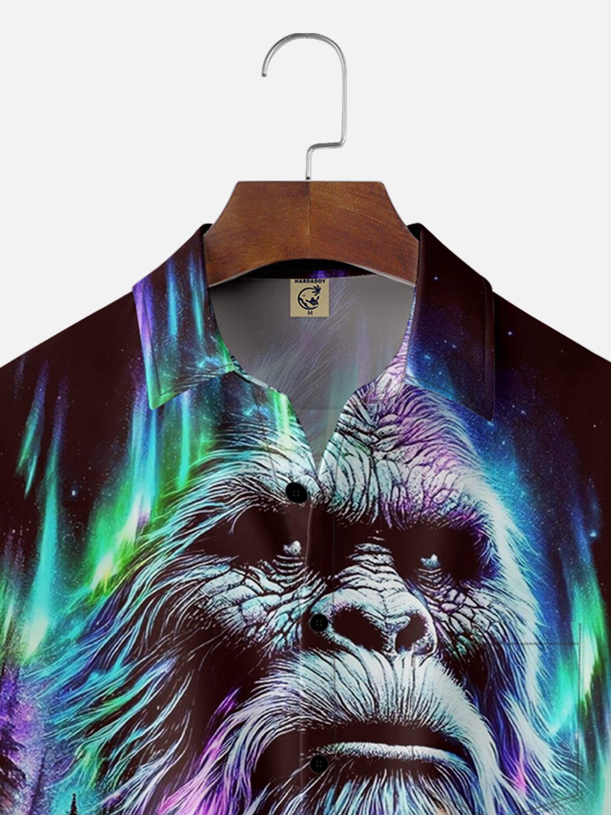 Moisture-wicking Bigfoot and Wolf Chest Pocket Hawaiian Shirt