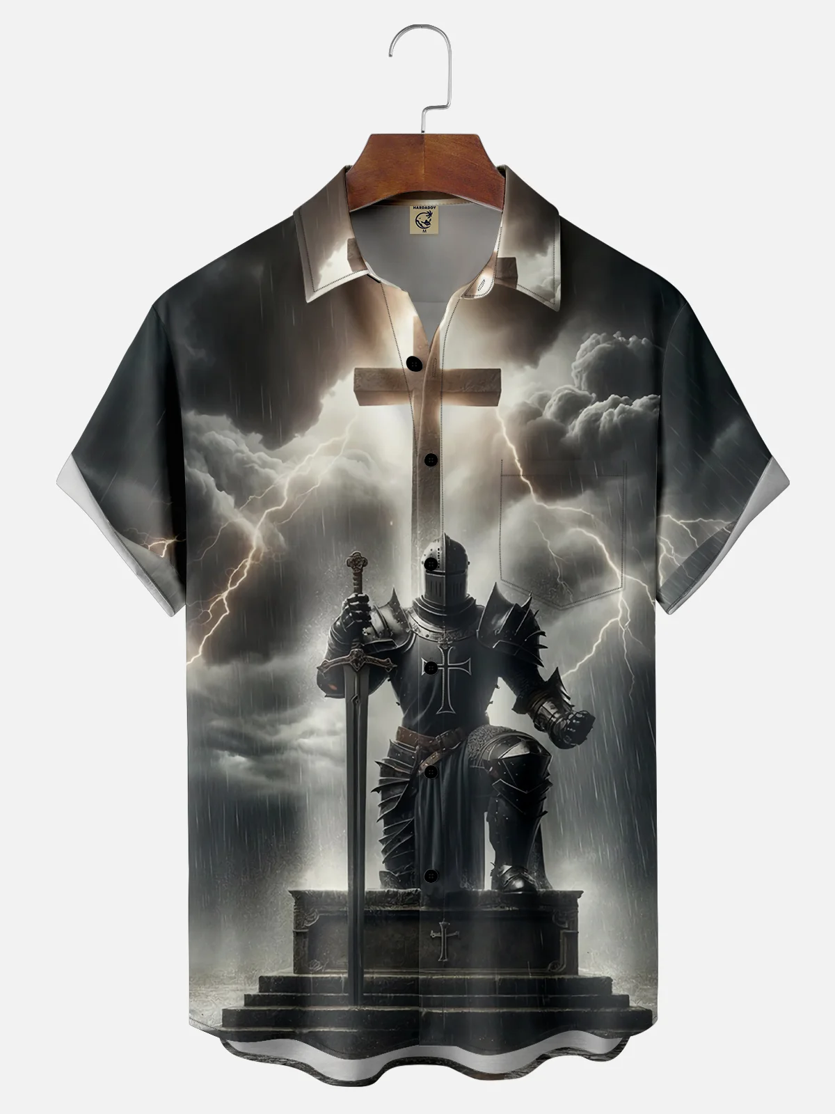 Moisture-wicking Religious Christian Holy Crusade Chest Pocket Casual Shirt