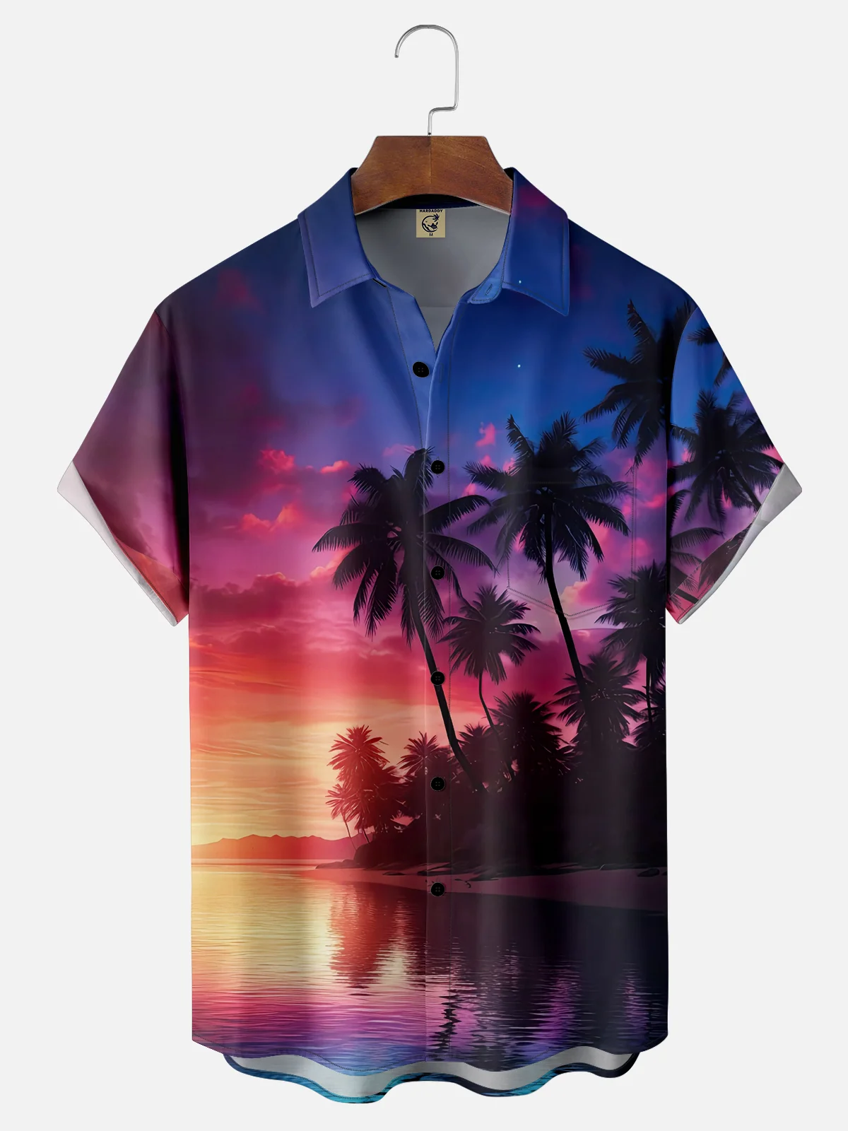 Moisture-wicking Palm Tree Chest Pocket Hawaiian Shirt