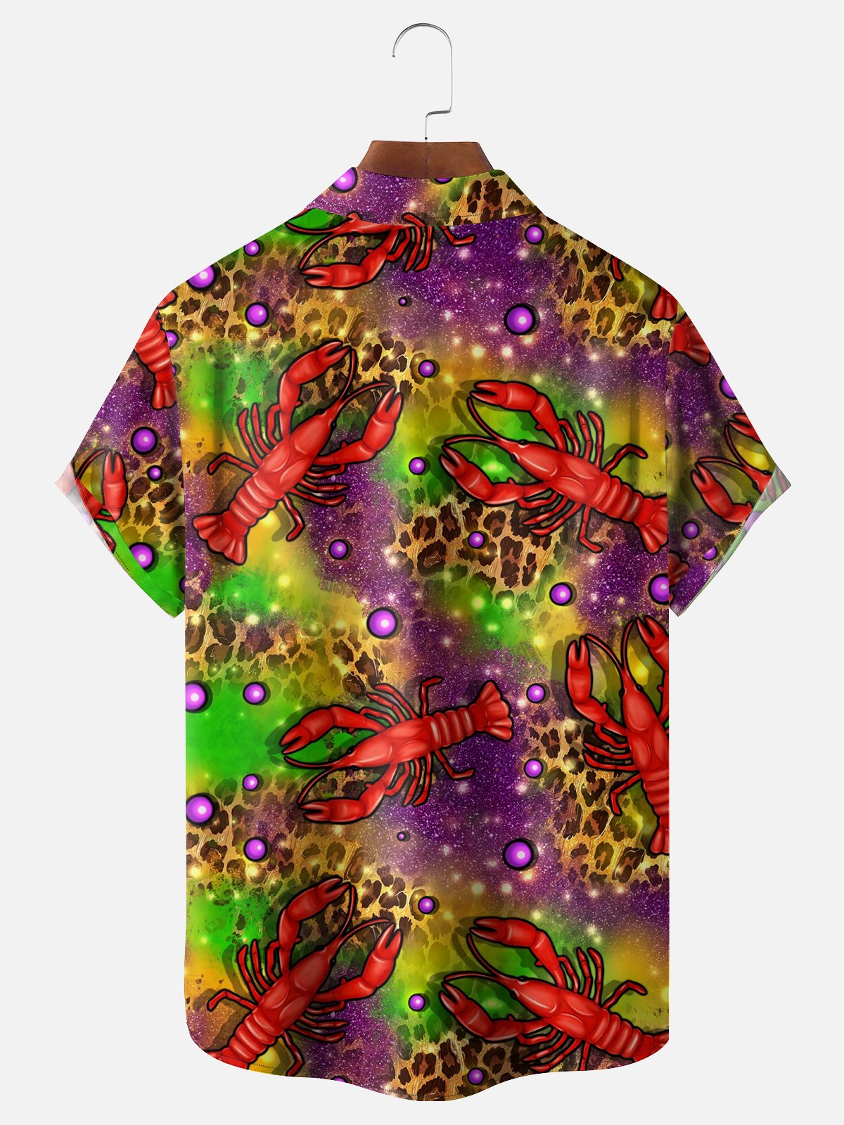 Moisture-wicking Mardi Gras Lobster Leopard Chest Pocket Casual Shirt