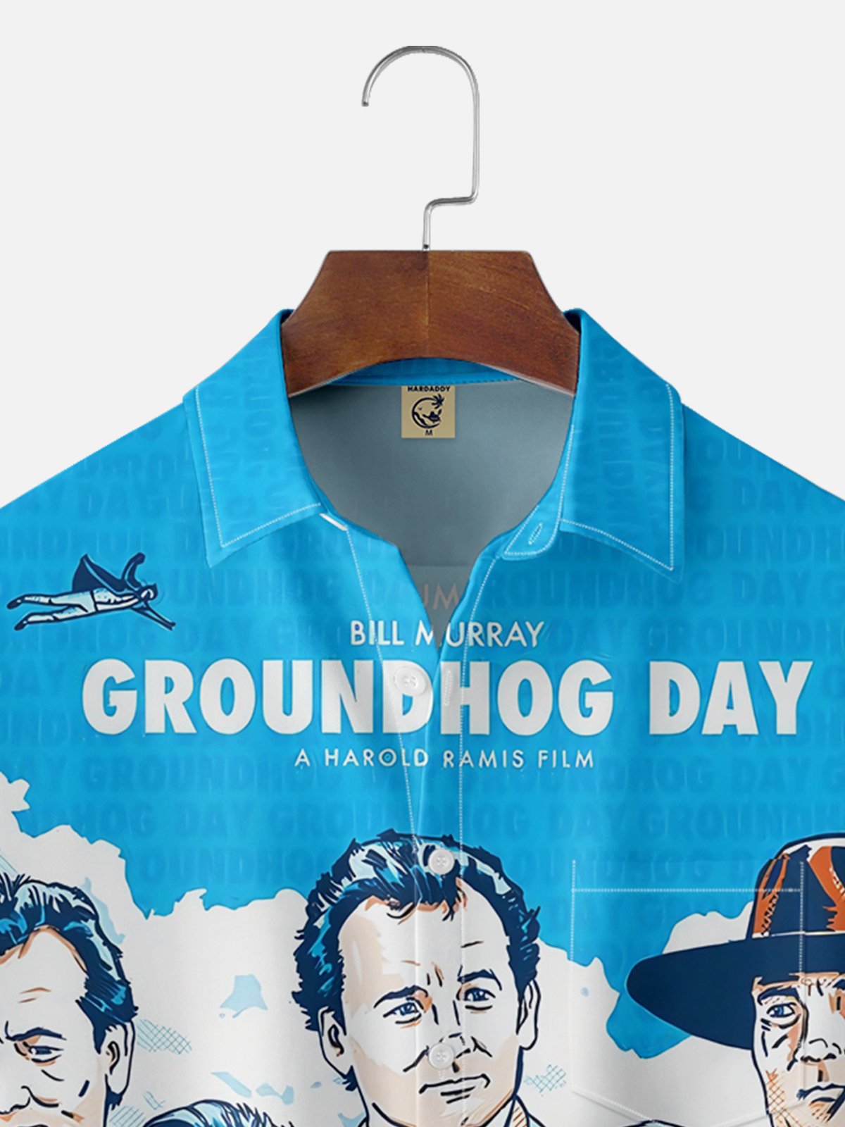 Moisture-wicking Groundhog Day Art Drawing Chest Pocket Hawaiian Shirt