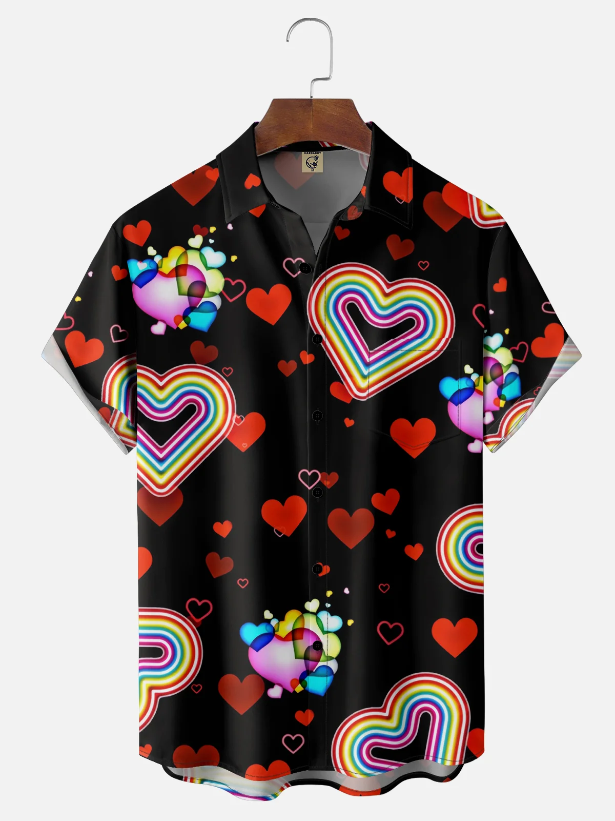 Moisture-wicking Valentine's Day Heart Chest Pocket Casual Shirt