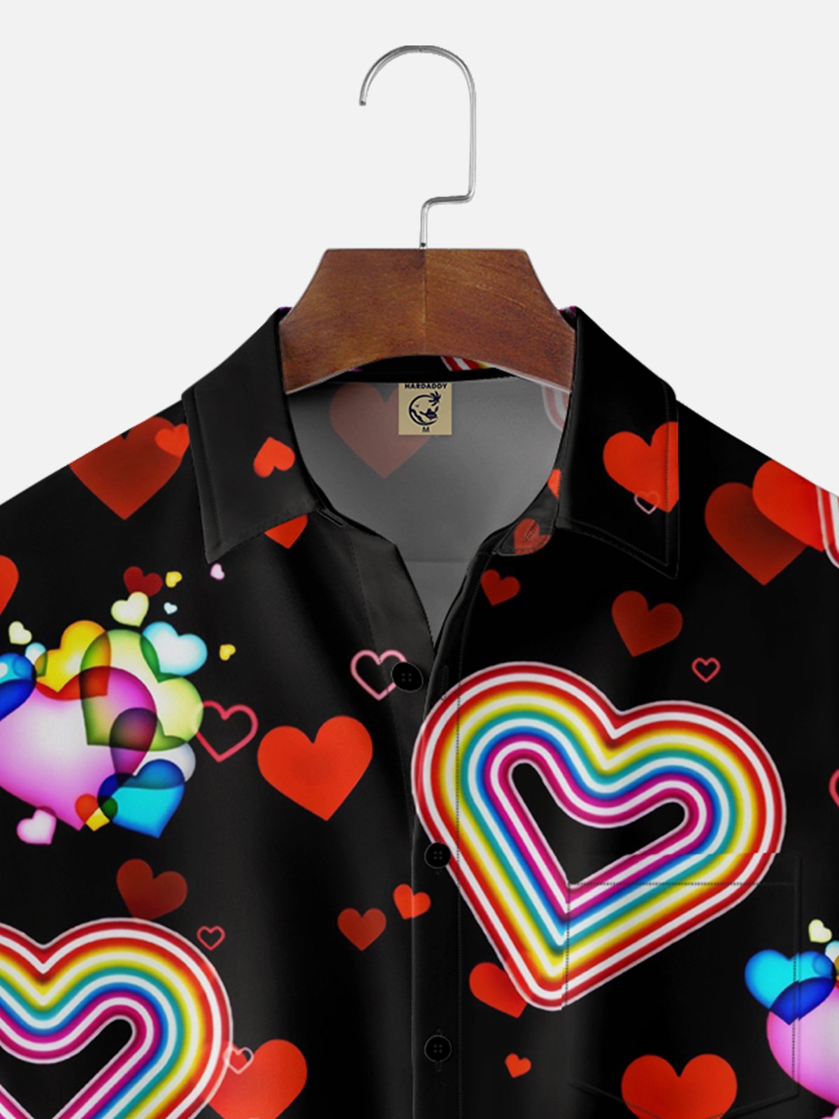 Moisture-wicking Valentine's Day Heart Chest Pocket Casual Shirt