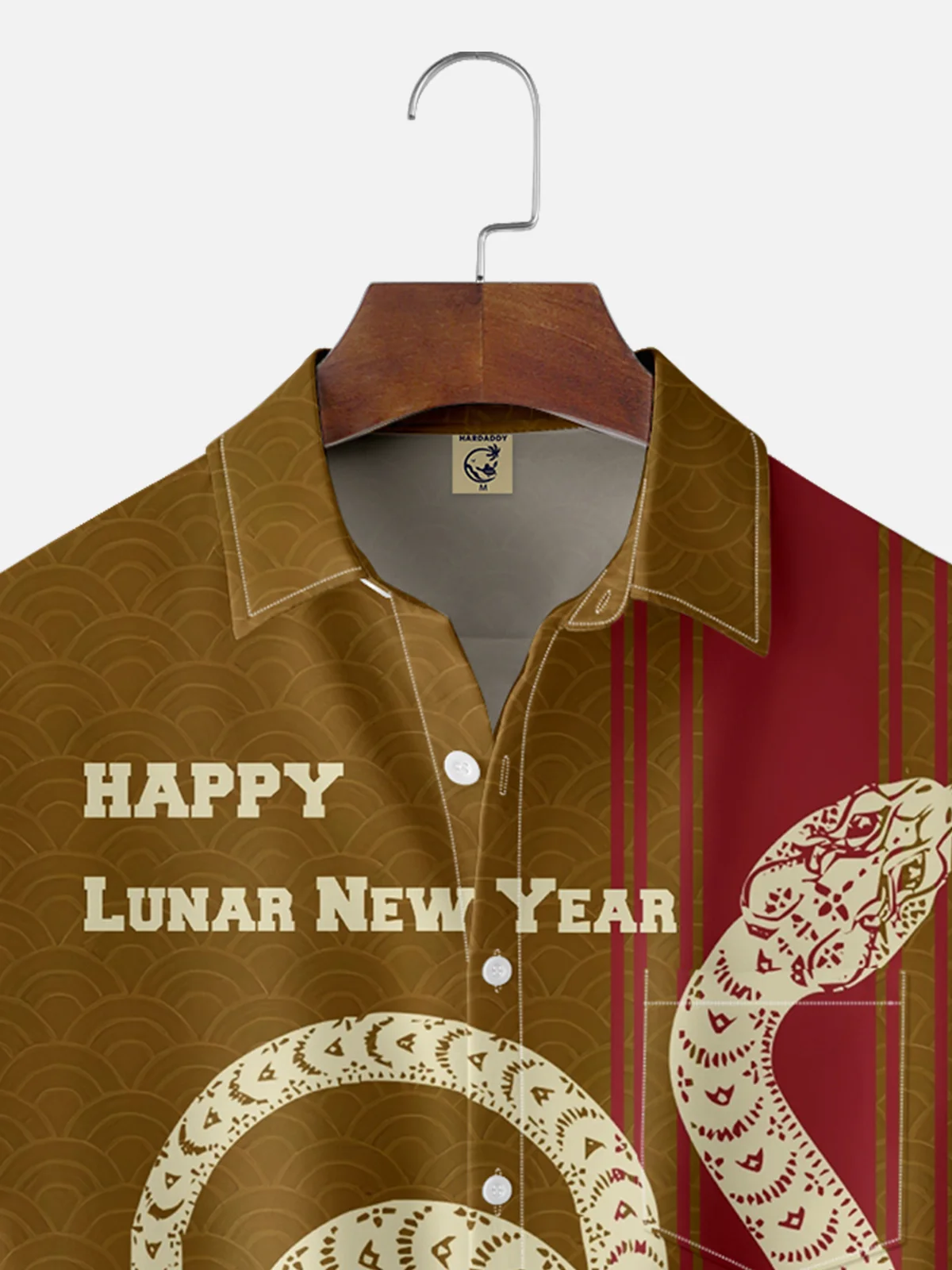 Moisture-wicking Lunar New Year Snake Art Chest Pocket Bowling Shirt