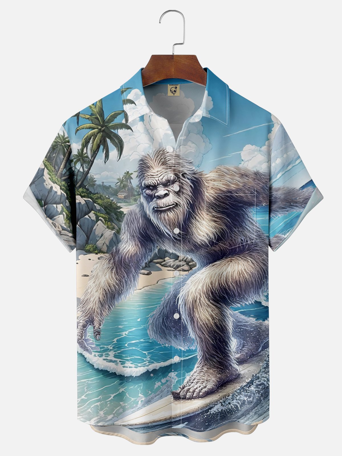 Moisture-wicking Bigfoot Surf Artist Chest Pocket Hawaiian Shirt