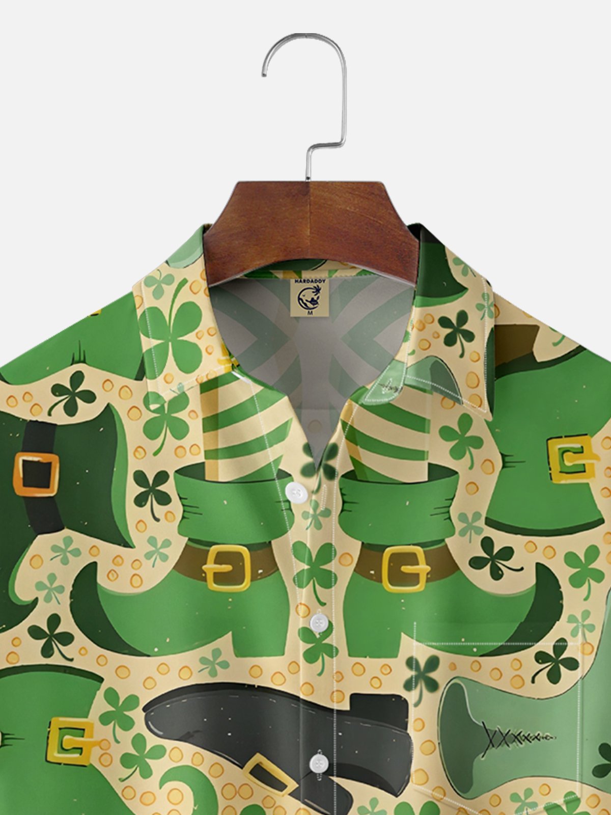 Moisture-wicking St. Patrick Four -Leaf Grass Chest Pocket Casual Shirt