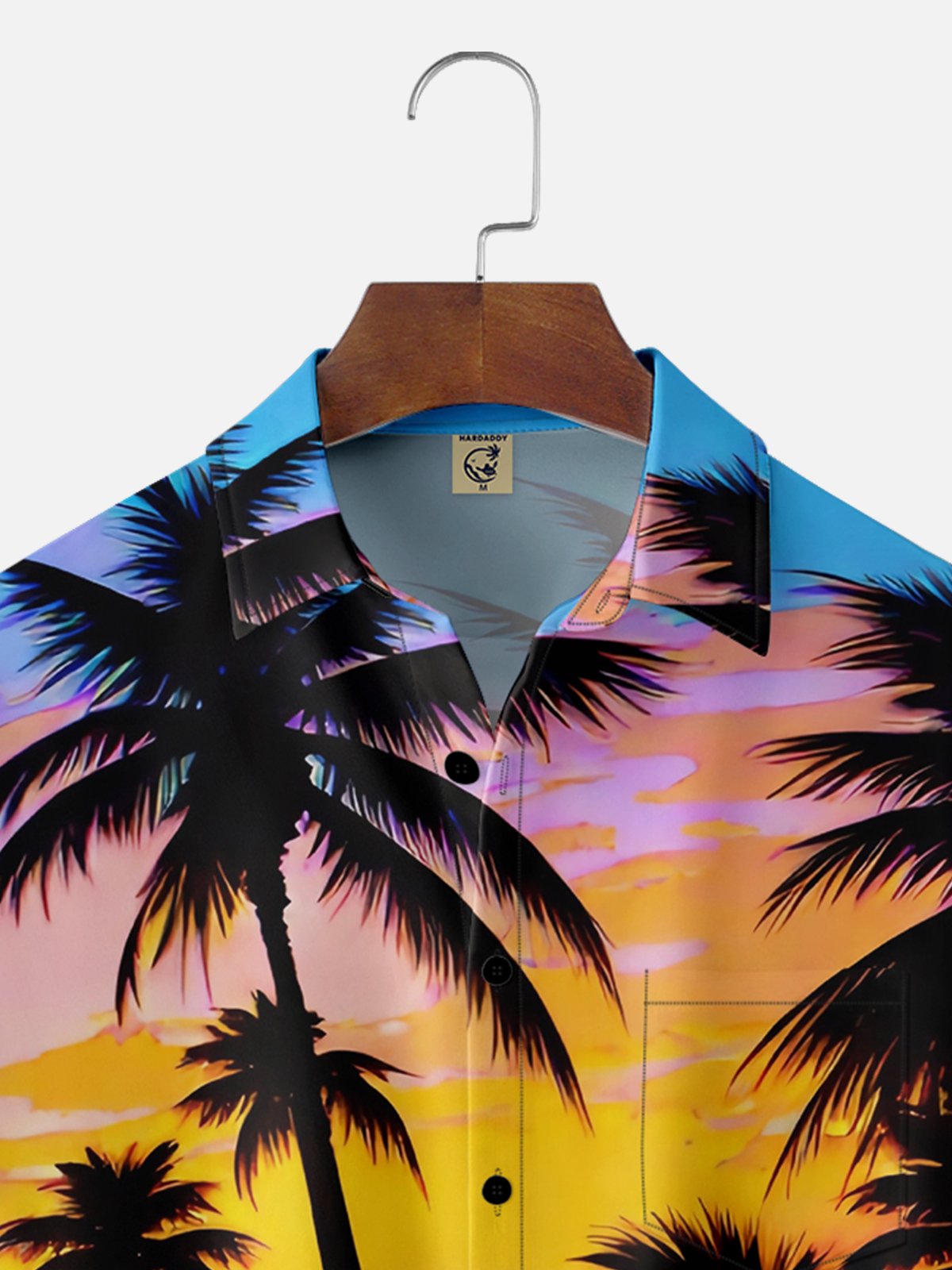 Moisture-wicking Palm Tree Chest Pocket Hawaiian Shirt