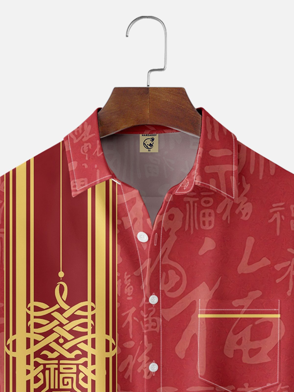 Moisture-wicking Lunar New Year Chinese Knot Art Chest Pocket Bowling Shirt