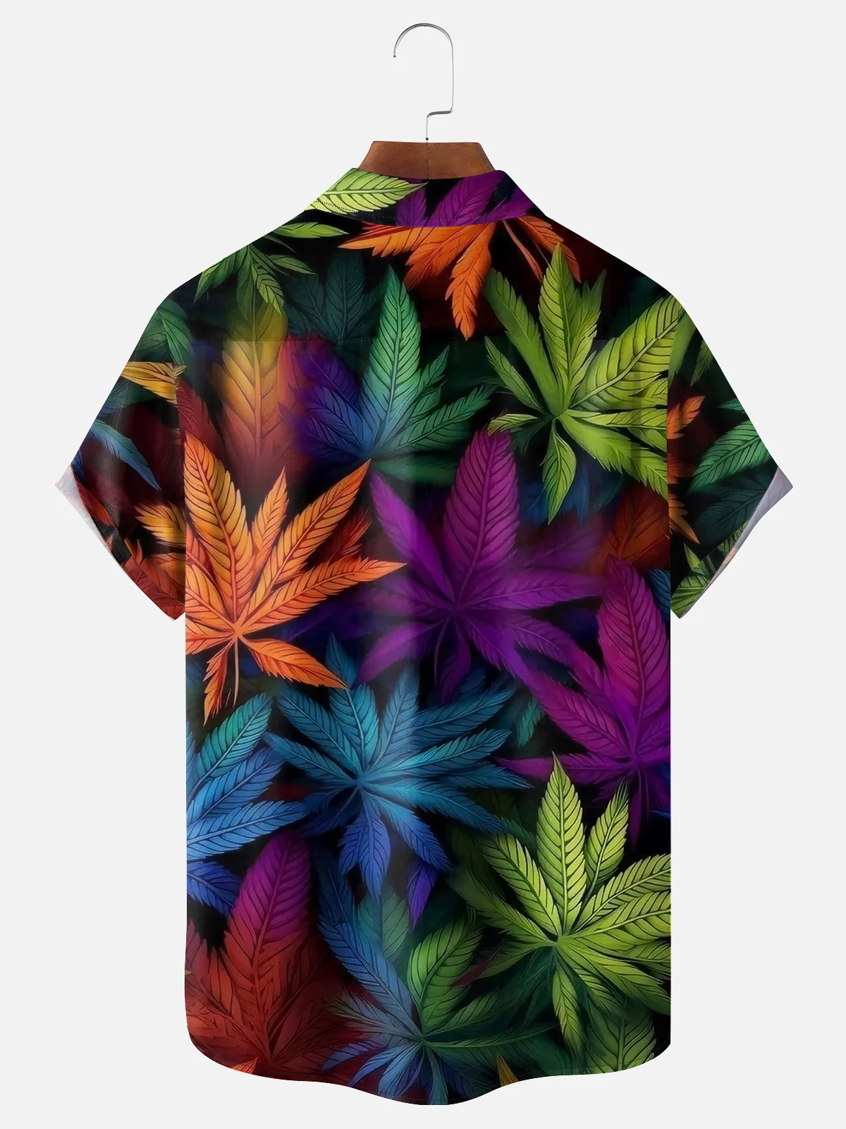 Moisture-wicking Weed Leaf Chest Pocket Hawaiian Shirt