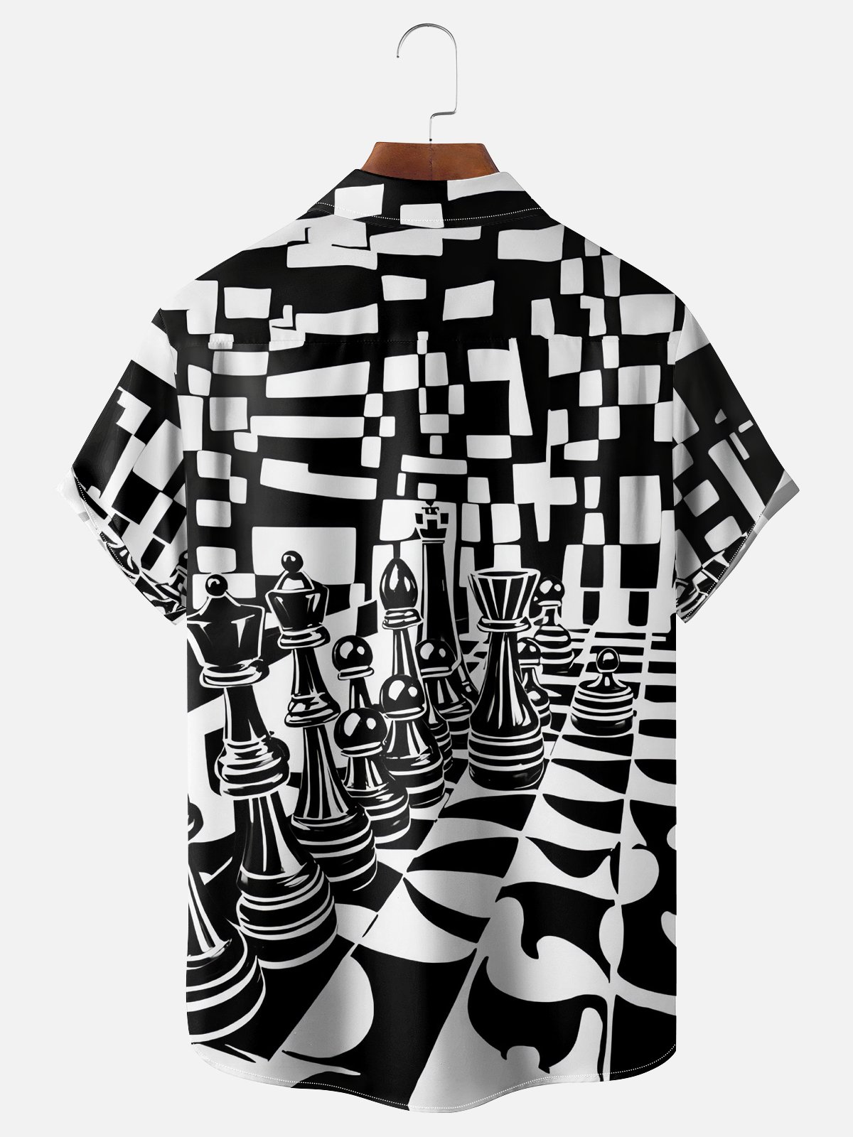 Chess Pattern Shirt Moisture-wicking Geomatric Chess Chest Pocket Casual Shirt | hardaddy