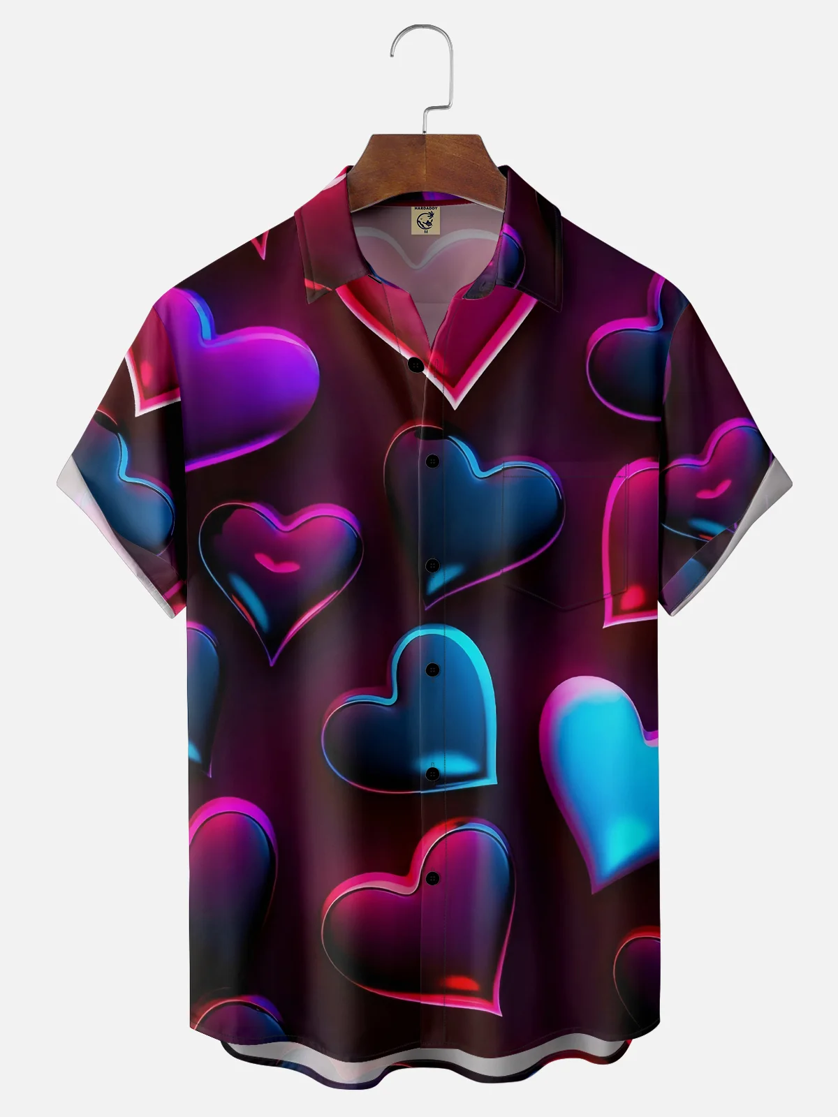 Moisture-wicking Valentine's Day Heart Chest Pocket Casual Shirt