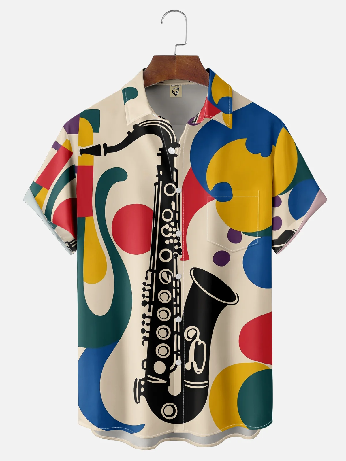 Moisture-wicking Music Saxophone Chest Pocket Casual Shirt