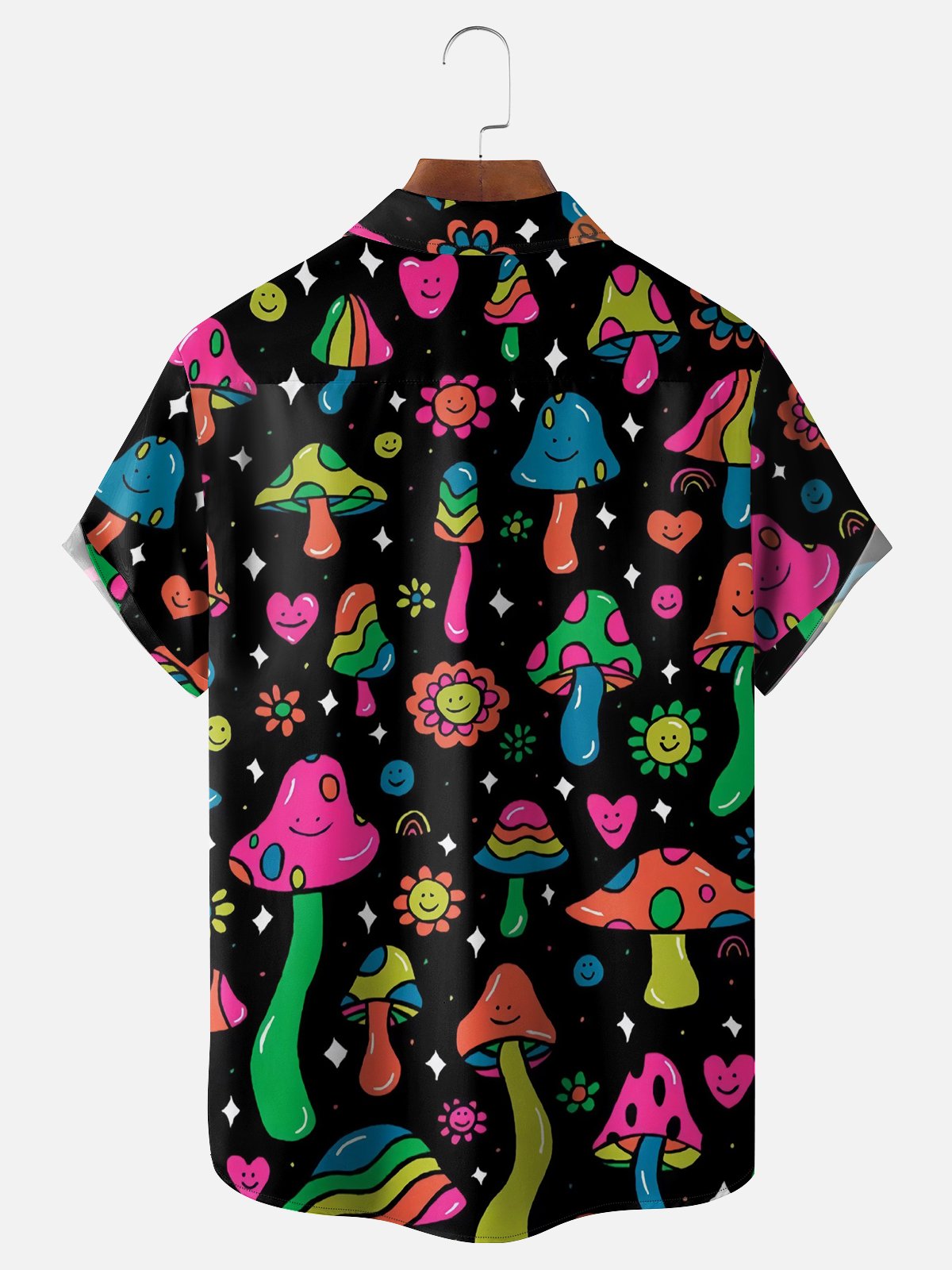 Moisture-wicking Hippie Mushroom Chest Pocket Casual Shirt