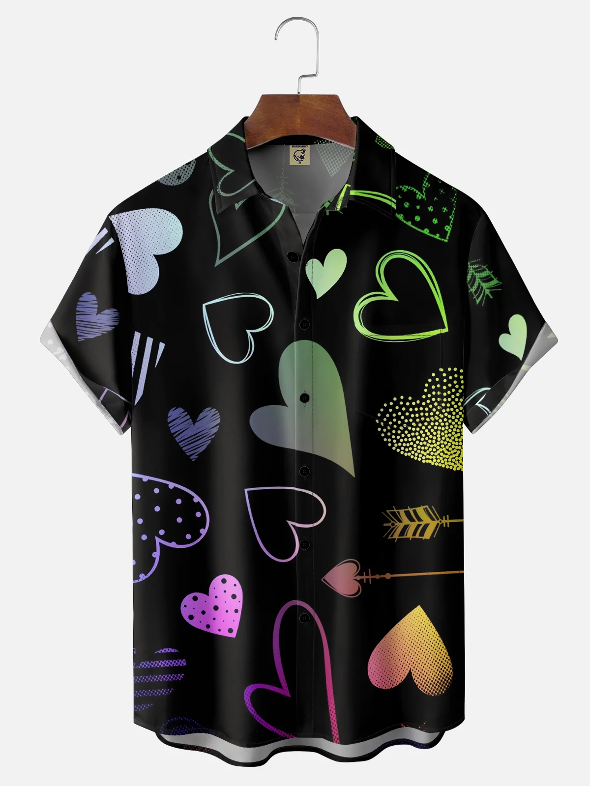 Moisture-wicking Valentine's Day Heart Chest Pocket Casual Shirt