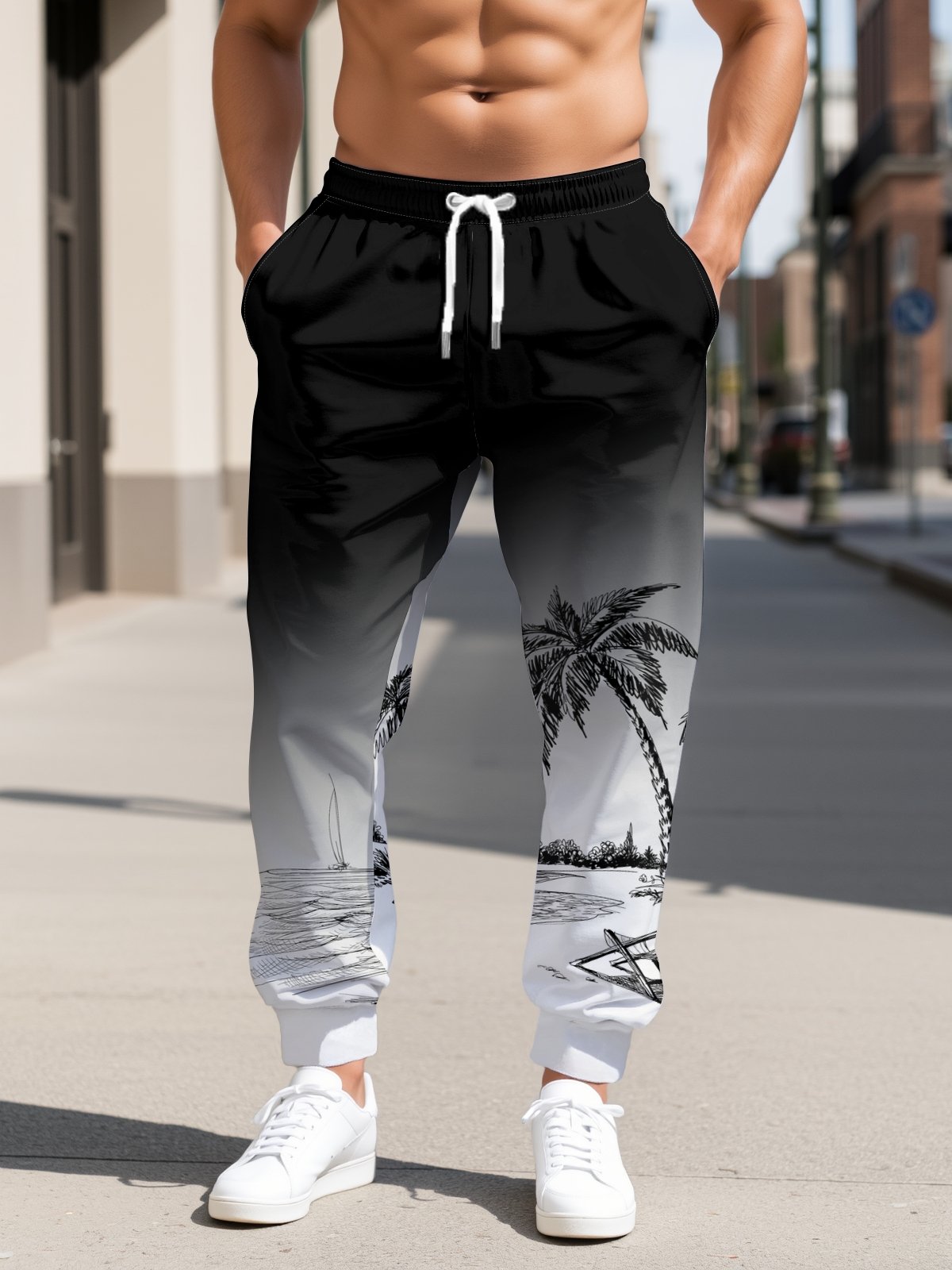 Moisture wicking Gradient Coconut Tree Casual Pants