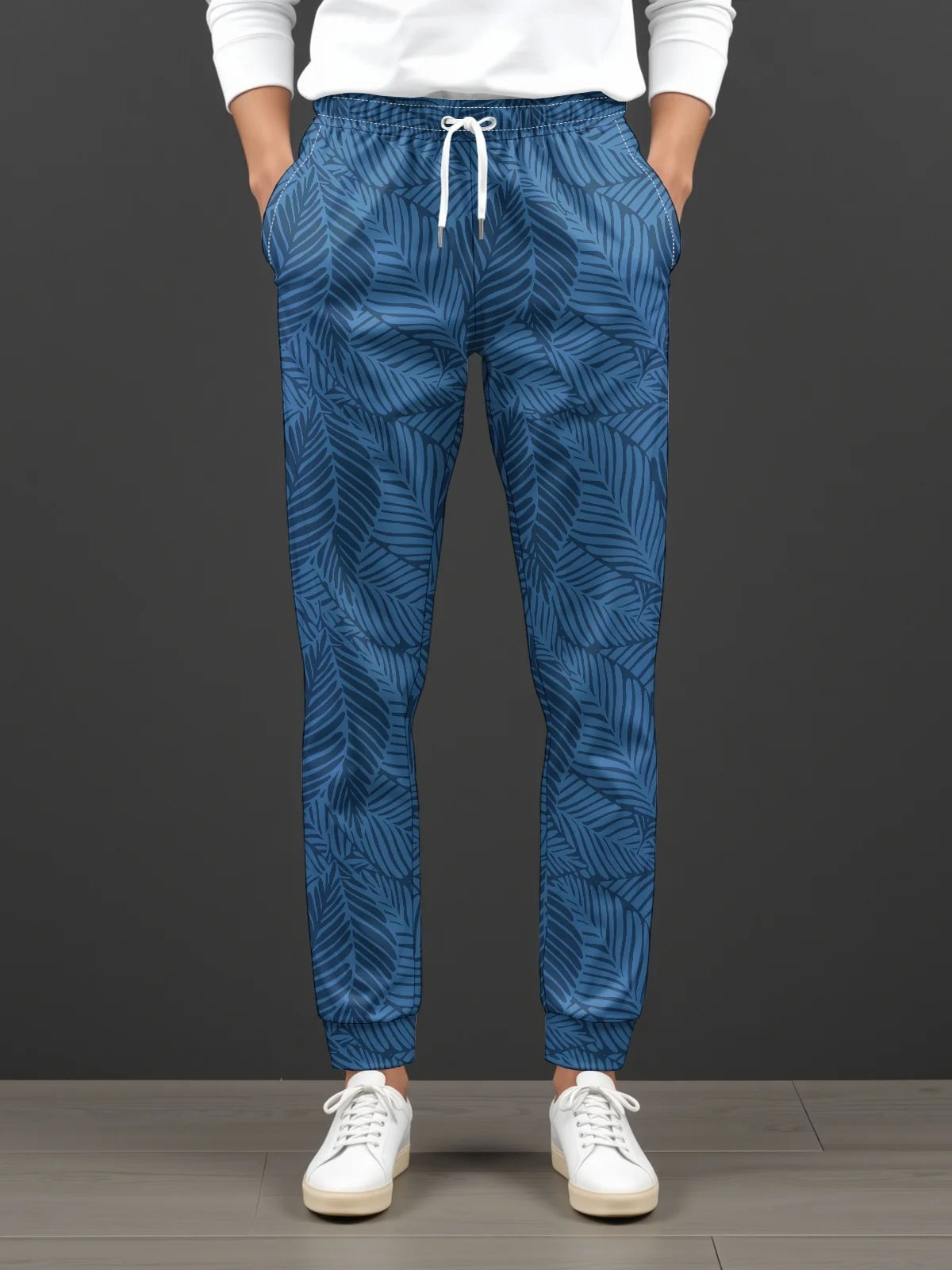 Moisture wicking Plant Leaf Pattern Casual Pants